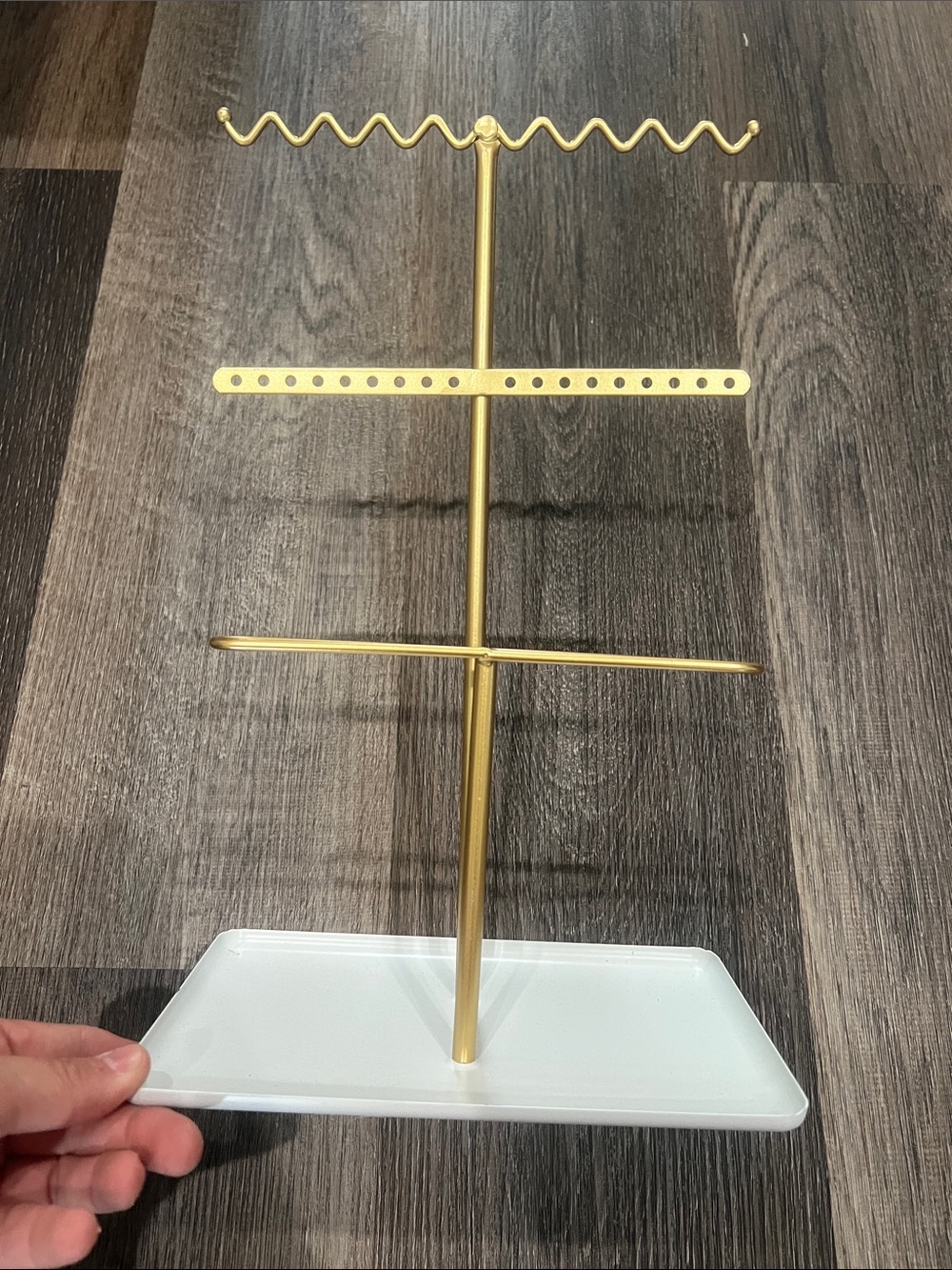 New Gold Jewelry Stand with White Tray